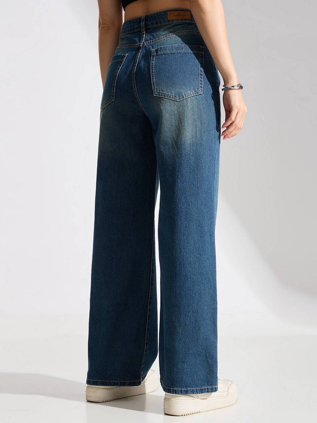 Blue High Rise Vintage Wash Wide Leg Jeans | WL90 - view 2