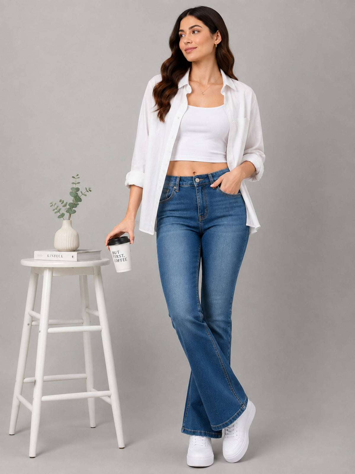 Women High-Rise Stretch Boot Cut Jeans | BT10 - view 5