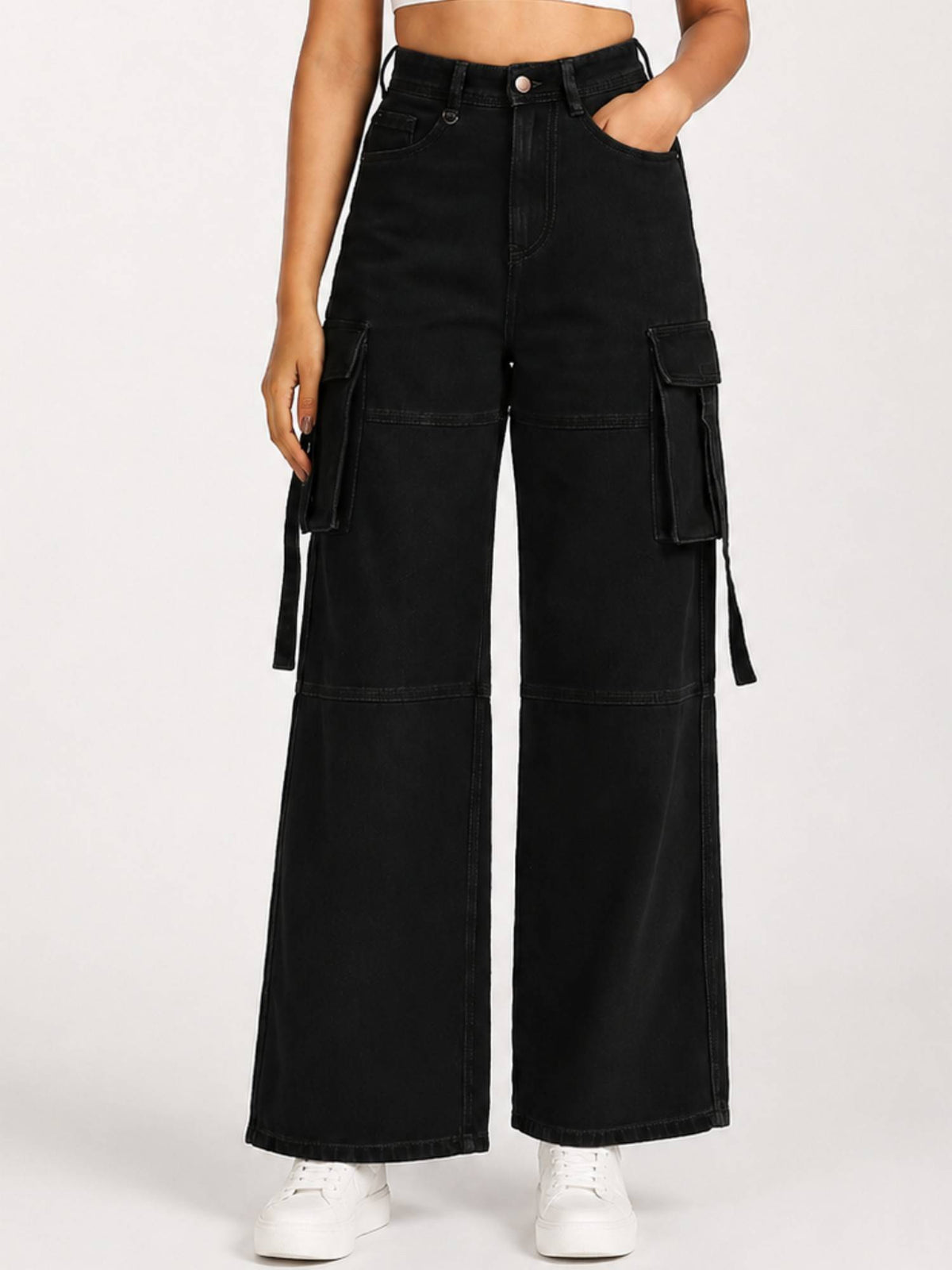 Women High-Rise Wide Leg Cargo Jeans | WL90 - view 1