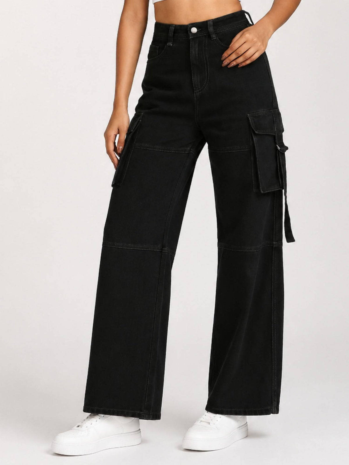 Women High-Rise Wide Leg Cargo Jeans | WL90 - view 3