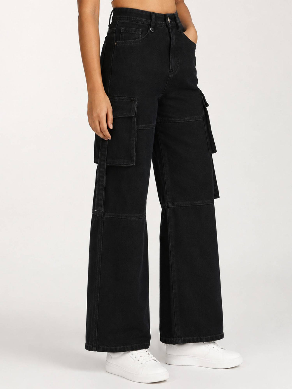 Women High-Rise Wide Leg Cargo Jeans | WL90 - view 4