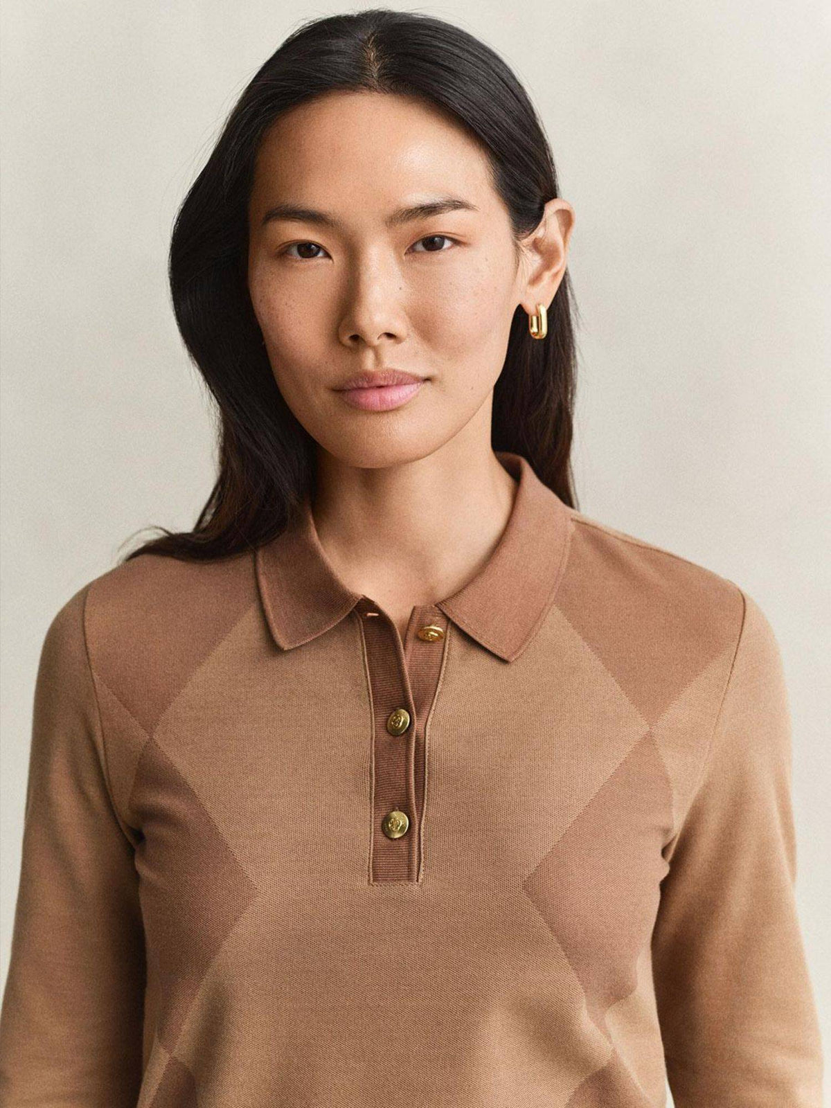 Women Brown Regular Fit Pure Cotton Polo T-Shirt | PW43 - view 3