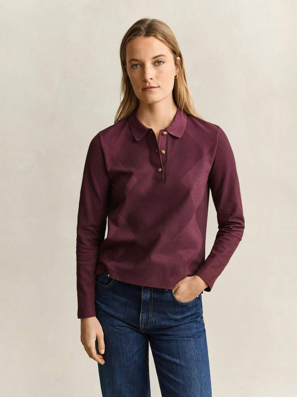 Women Red Regular Fit Pure Cotton Polo T-Shirt | PW43 - view 1