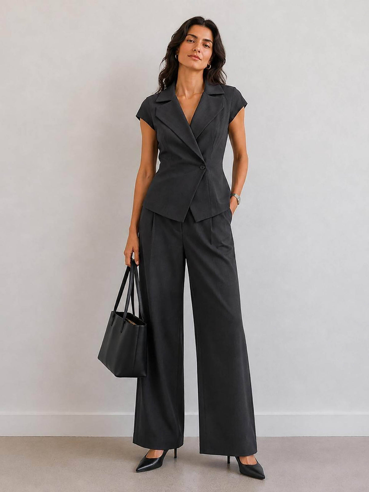 Henriet Short Sleeve Blazer Top | TT98 - view 1