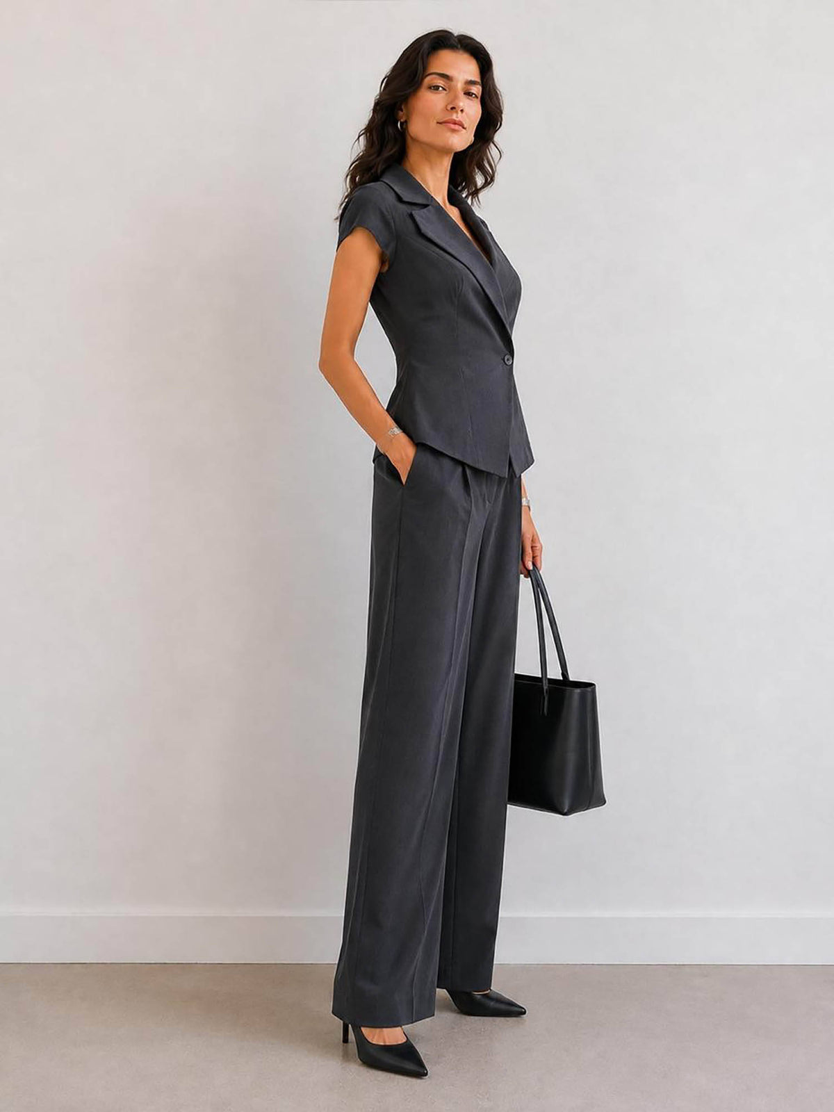 Henriet Short Sleeve Blazer Top | TT98 - view 2