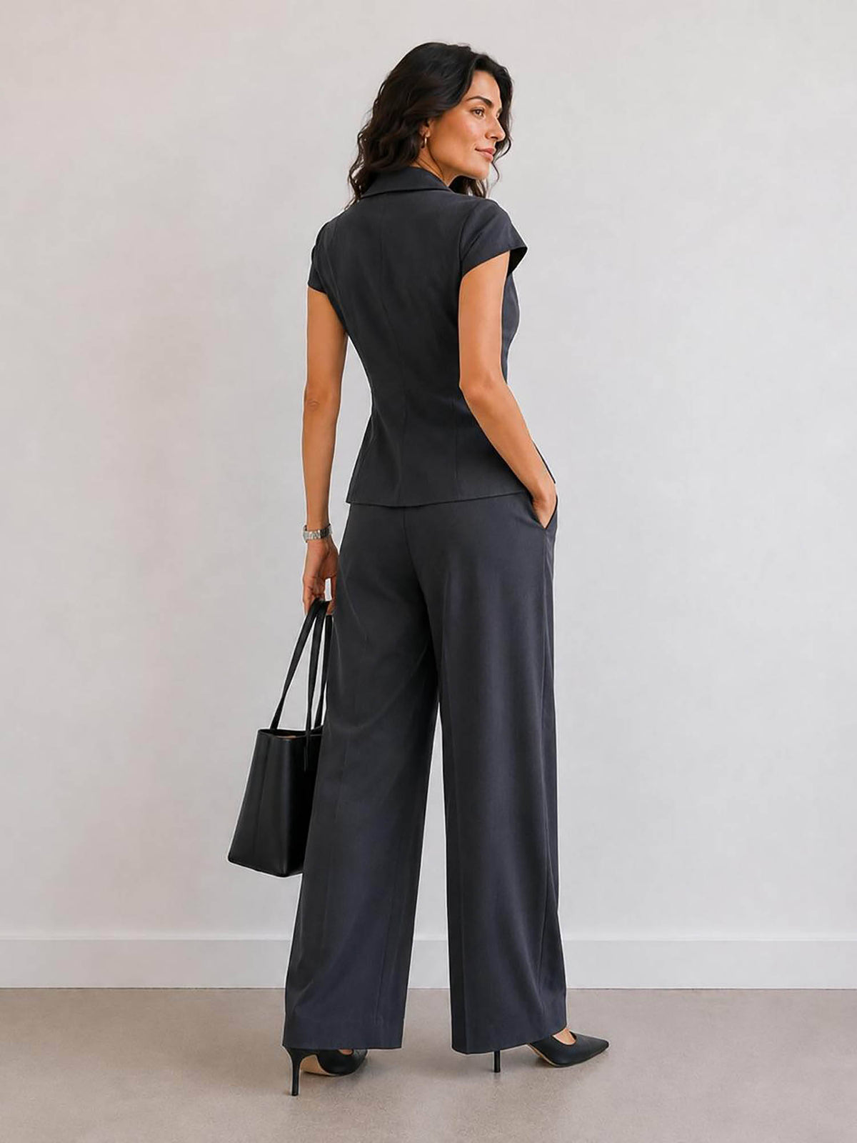 Henriet Short Sleeve Blazer Top | TT98 - view 3