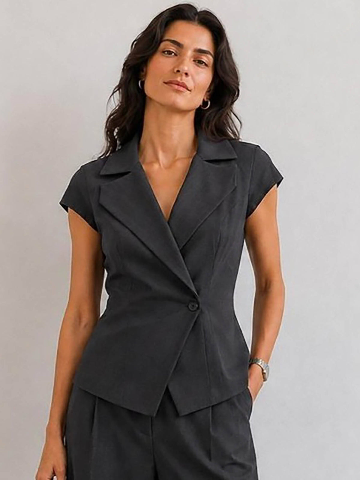Henriet Short Sleeve Blazer Top | TT98 - view 5
