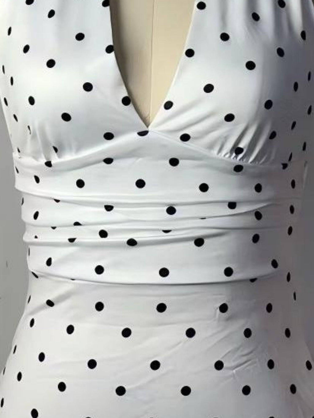 White Halter Neck Polka Dotted Peplum Top | HT67 - view 4