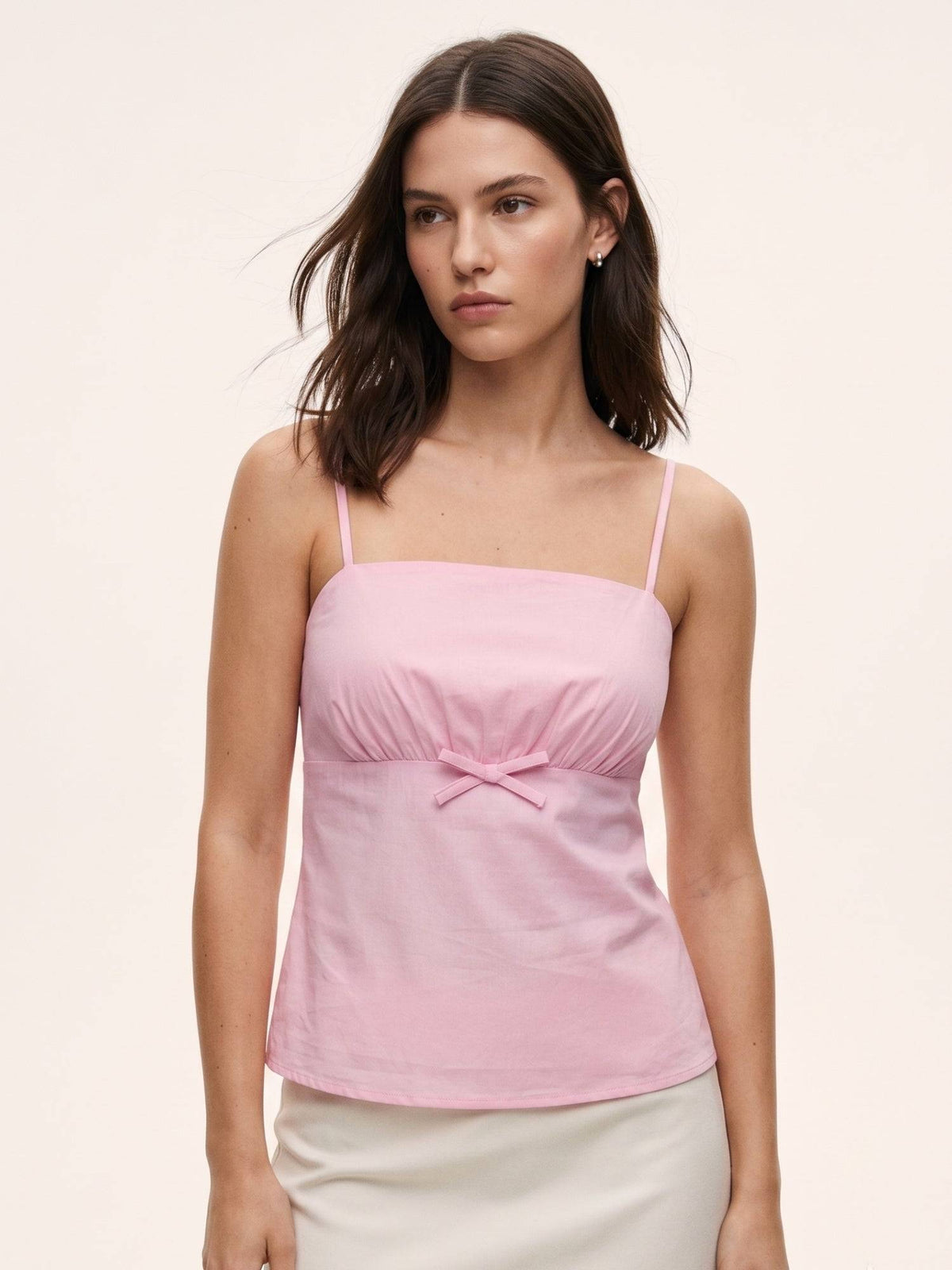 Pink Fitted Camisole With Bust Gathering | TT98 - view 4