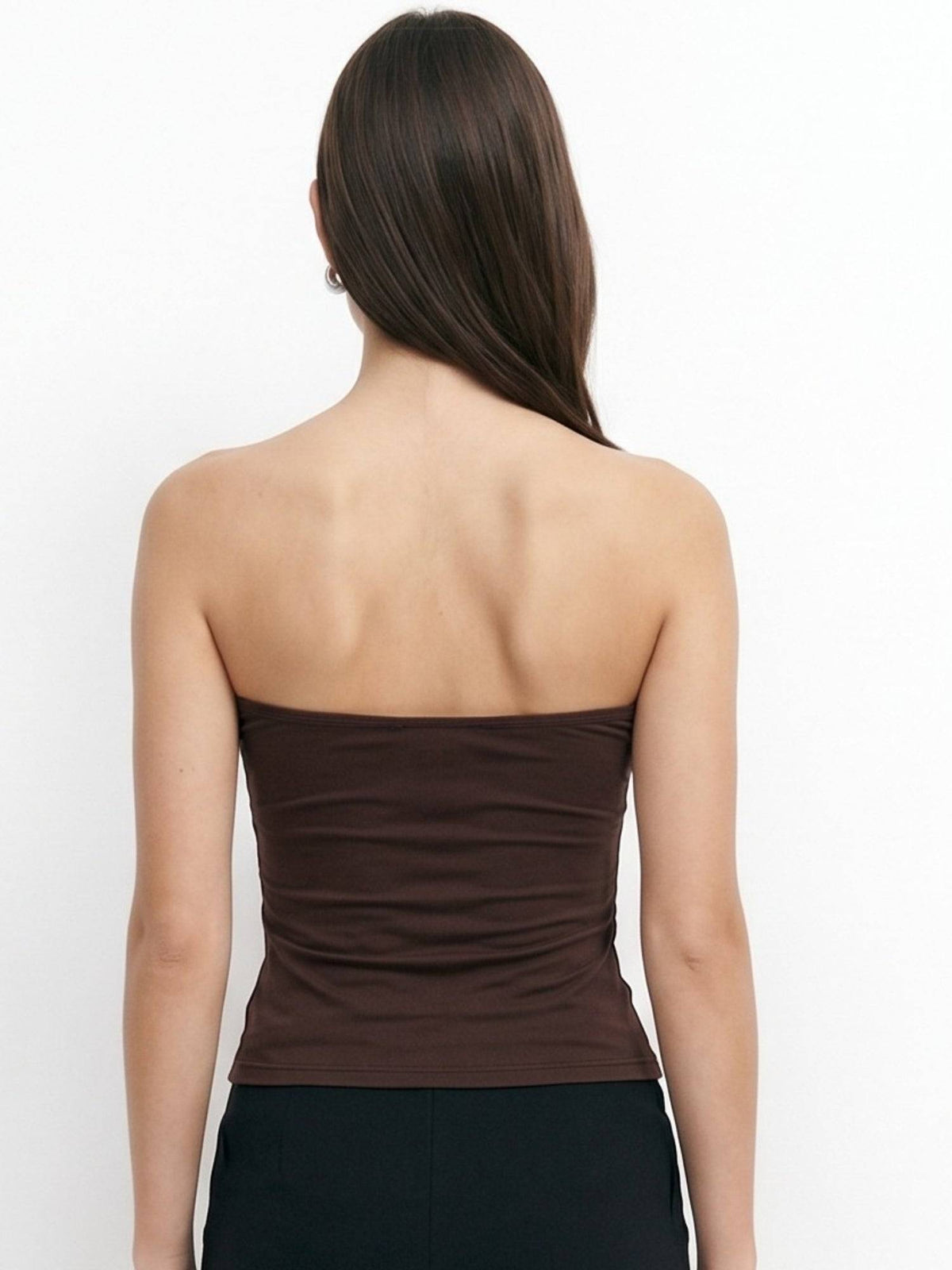 Brown Solid Y2K Tube Top | TT90 - view 6