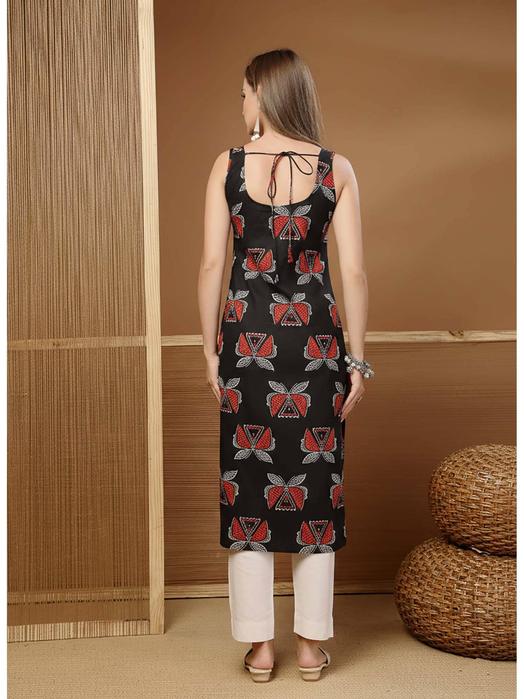 Women's Rust Block Printed Cotton Straight Kurta | FY93 - view 15