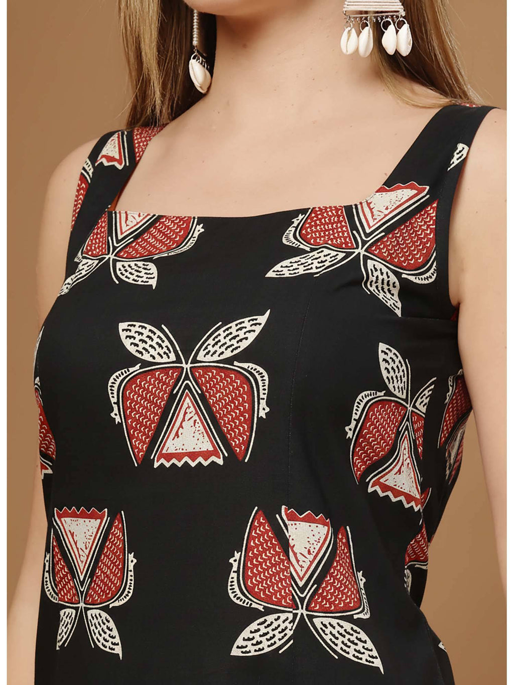Women's Rust Block Printed Cotton Straight Kurta | FY93 - view 17