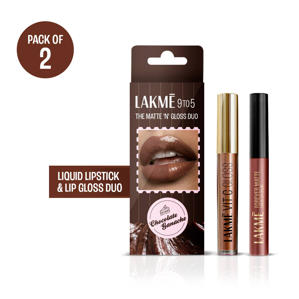 9 to 5 The Matte & Gloss Duo Lip Kit - Chocolate Ganache, Brown Lipstick & Gloss, Gift set | L12 - view 1