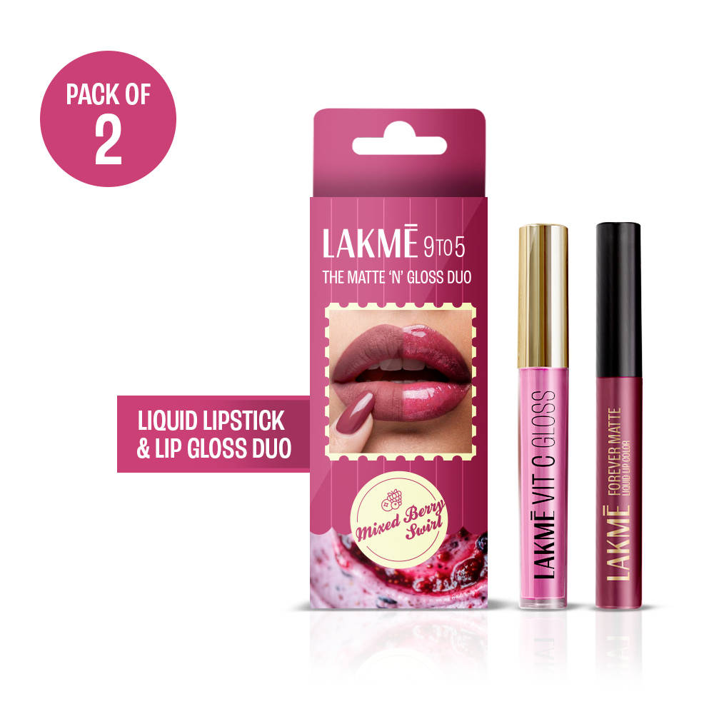 9 to 5 The Matte & Gloss Duo Lip Kit - Mixed Berry Swirl, Pink Lipstick & Gloss, Gift set | L12 - view 1