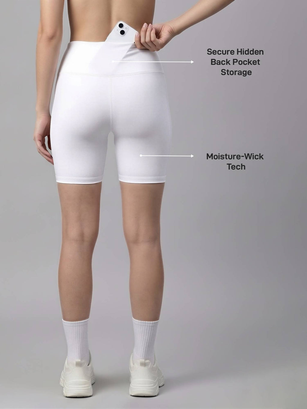 Womens White High-Rise Super Soft Cycling Shorts - view 3