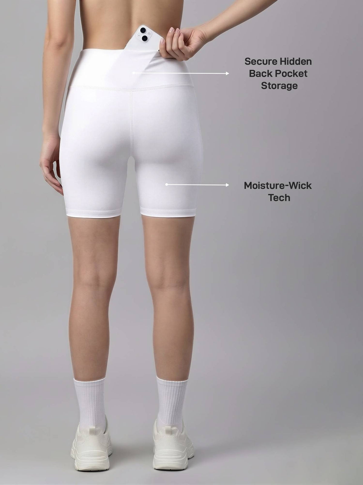 Womens White High-Rise Super Soft Cycling Shorts - view 3