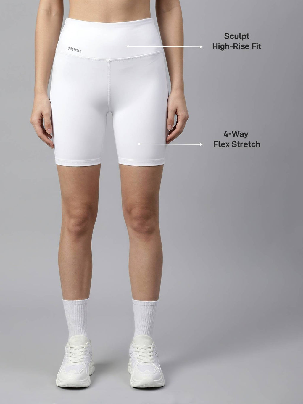 Womens White High-Rise Super Soft Cycling Shorts - view 4