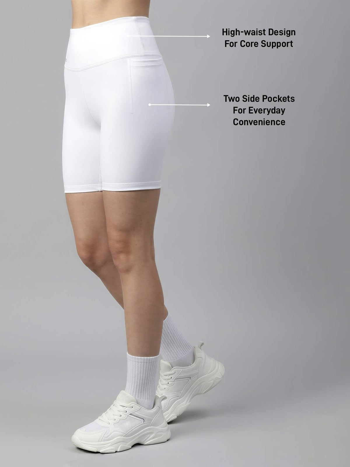 Womens White High-Rise Super Soft Cycling Shorts - view 5