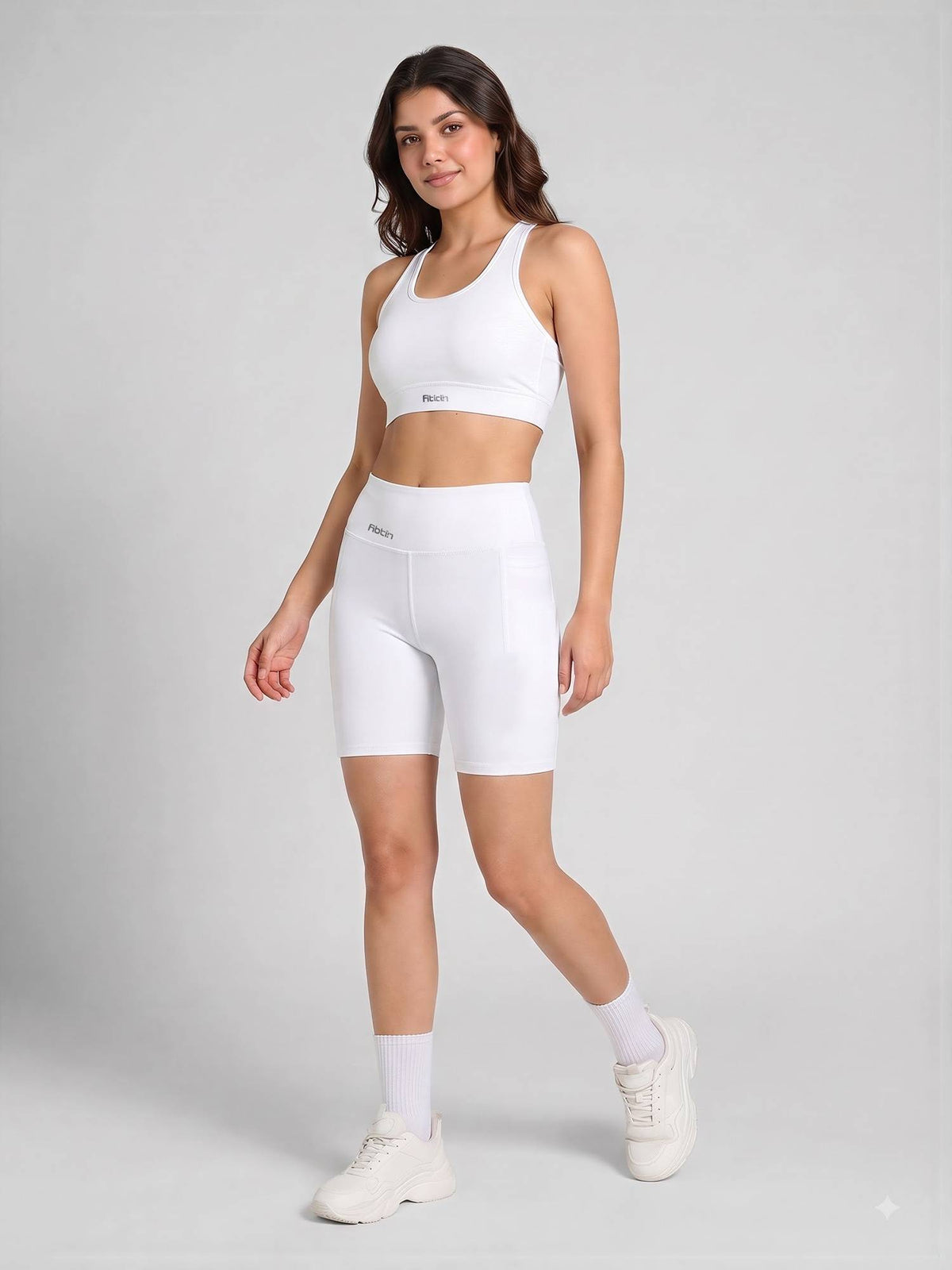 Womens White High-Rise Super Soft Cycling Shorts - view 6