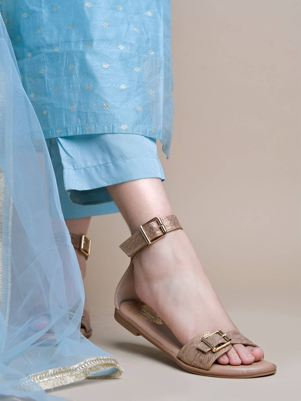 Chic and Comfy Ankle Strap Copper Sandals for Women | SD89 - view 1