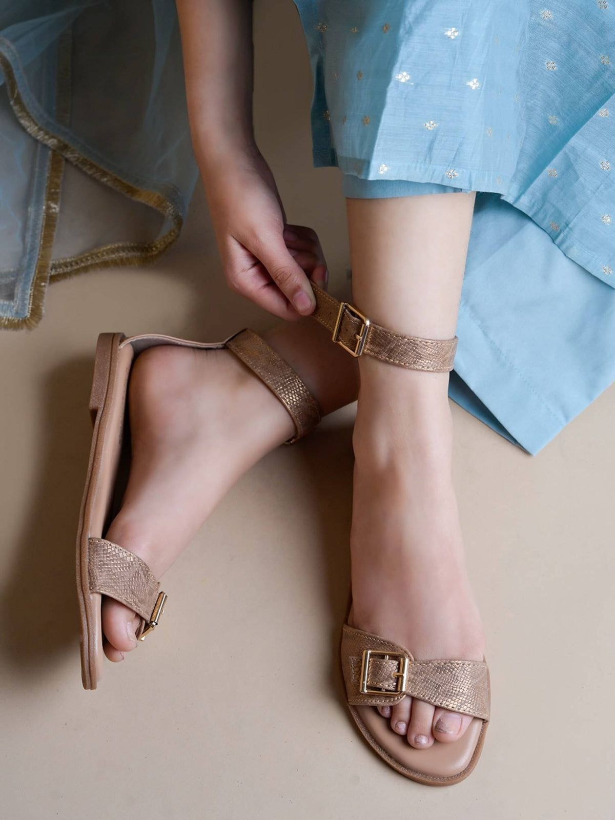Chic and Comfy Ankle Strap Copper Sandals for Women | SD89 - view 2