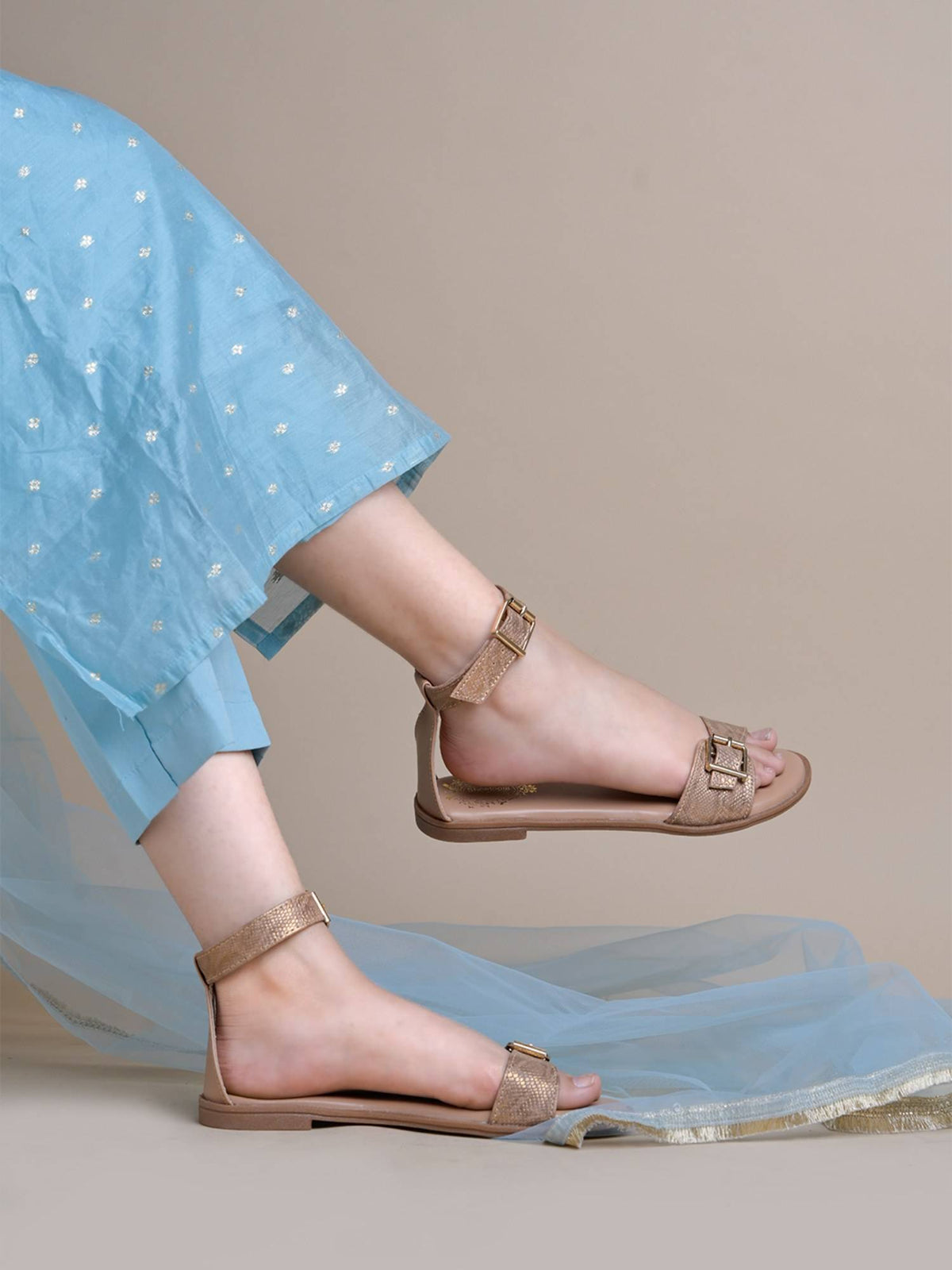 Chic and Comfy Ankle Strap Copper Sandals for Women | SD89 - view 3