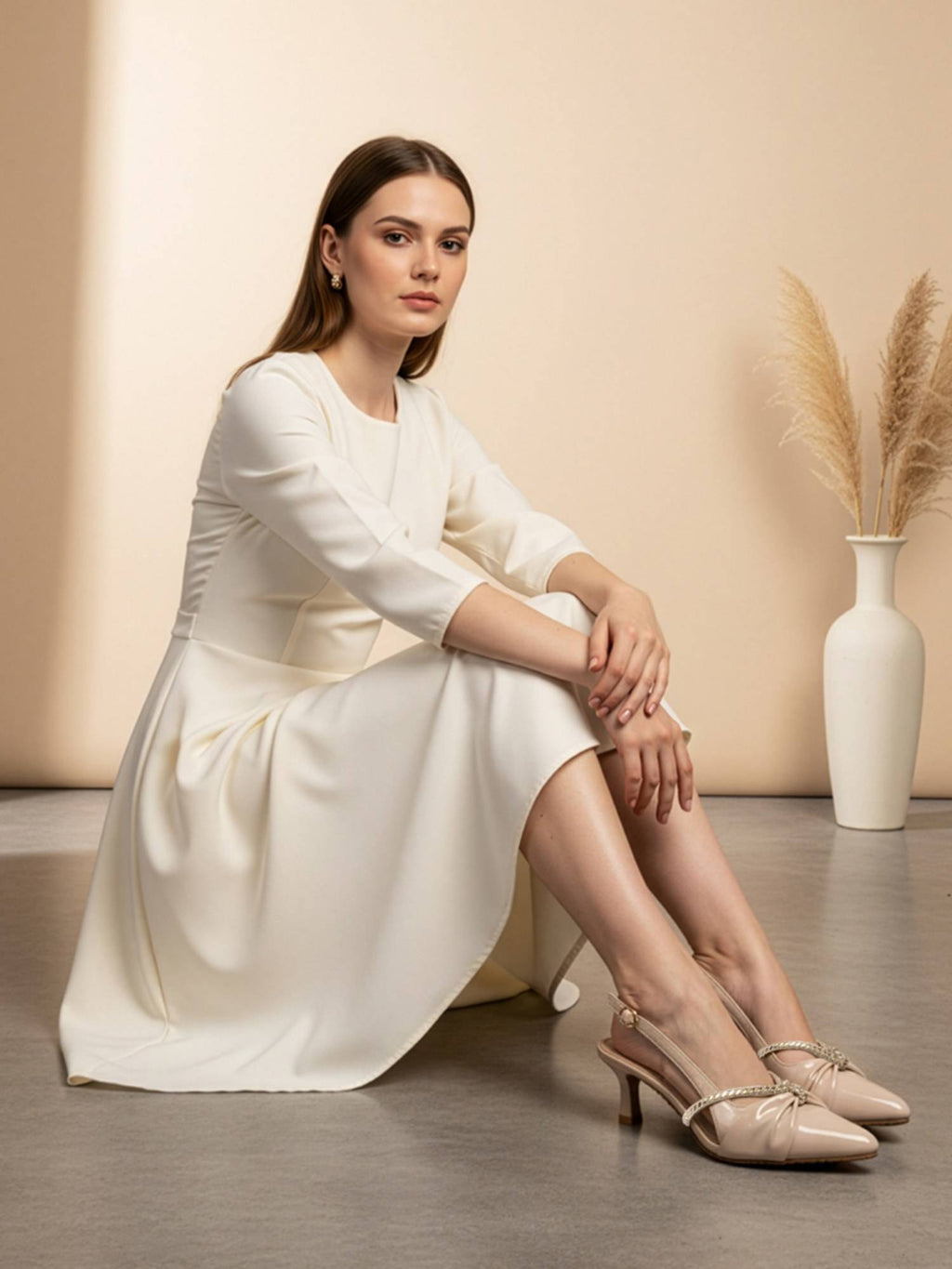 Women Cream Kitten Heels | H78 - view 2