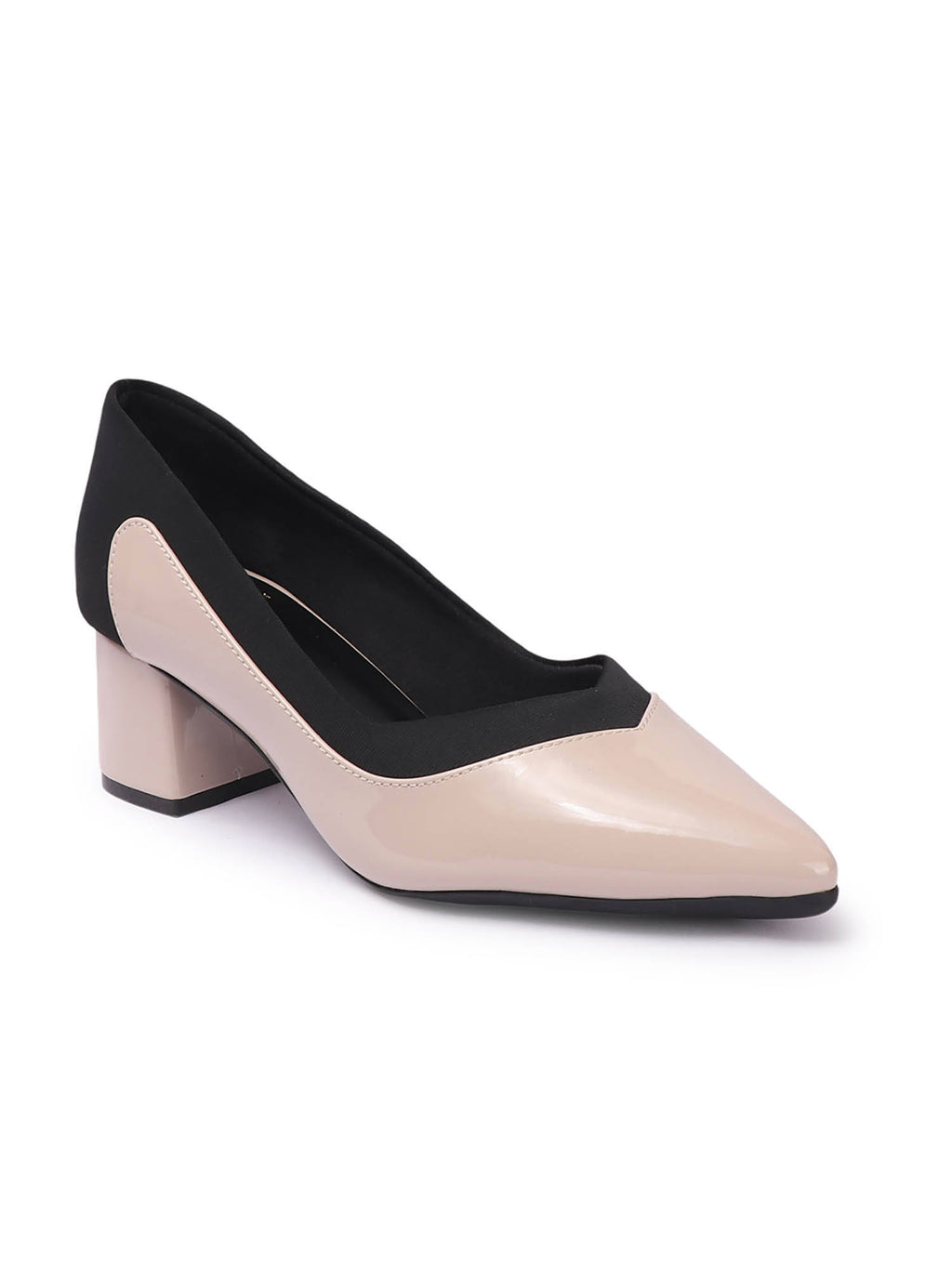 Women Two-Tone Lavender Block Heel Pumps | H78 - view 3