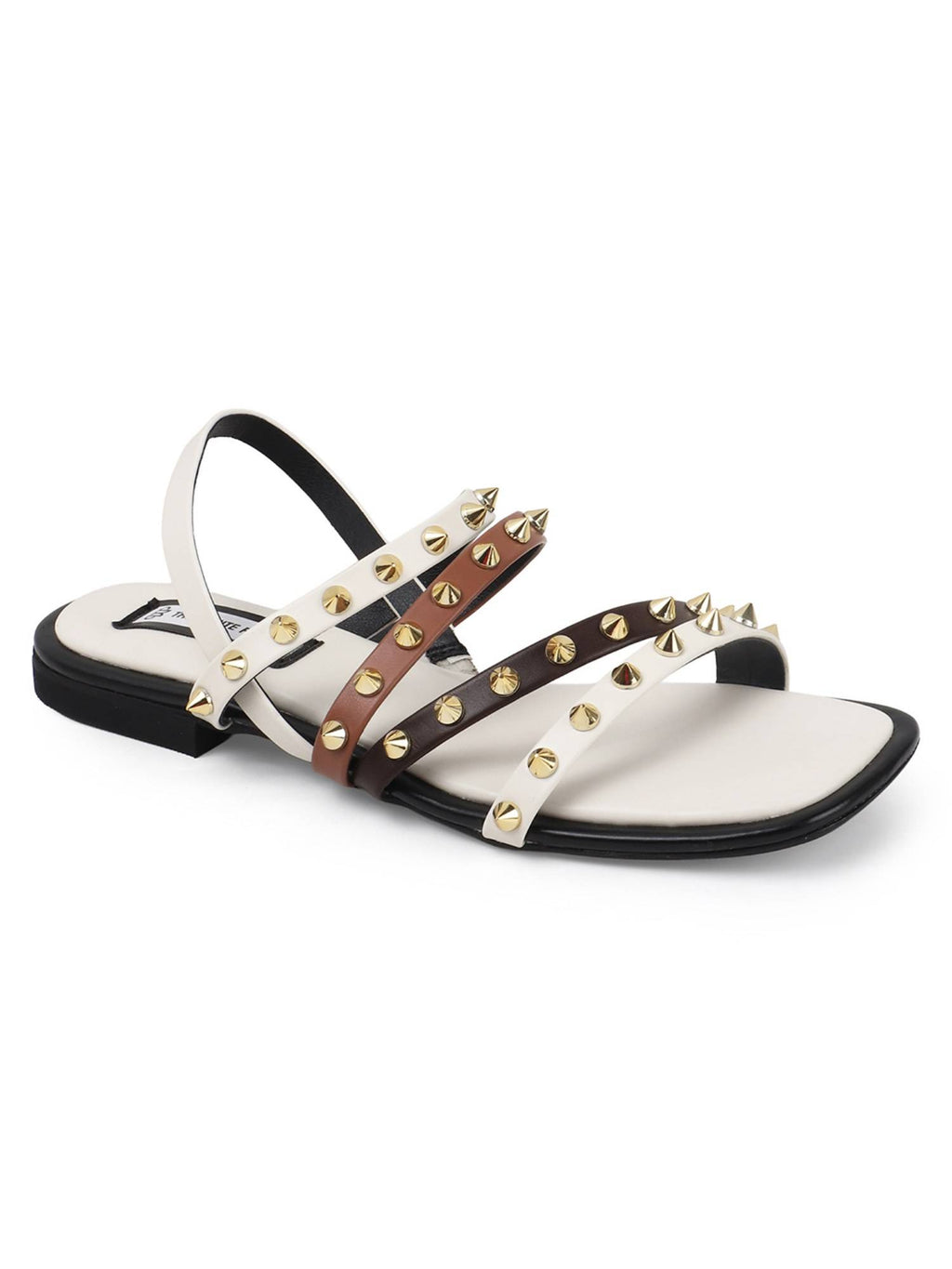 Stylish Leather White Sandals with Studded Straps Effortless Elegance | SD89 - view 4
