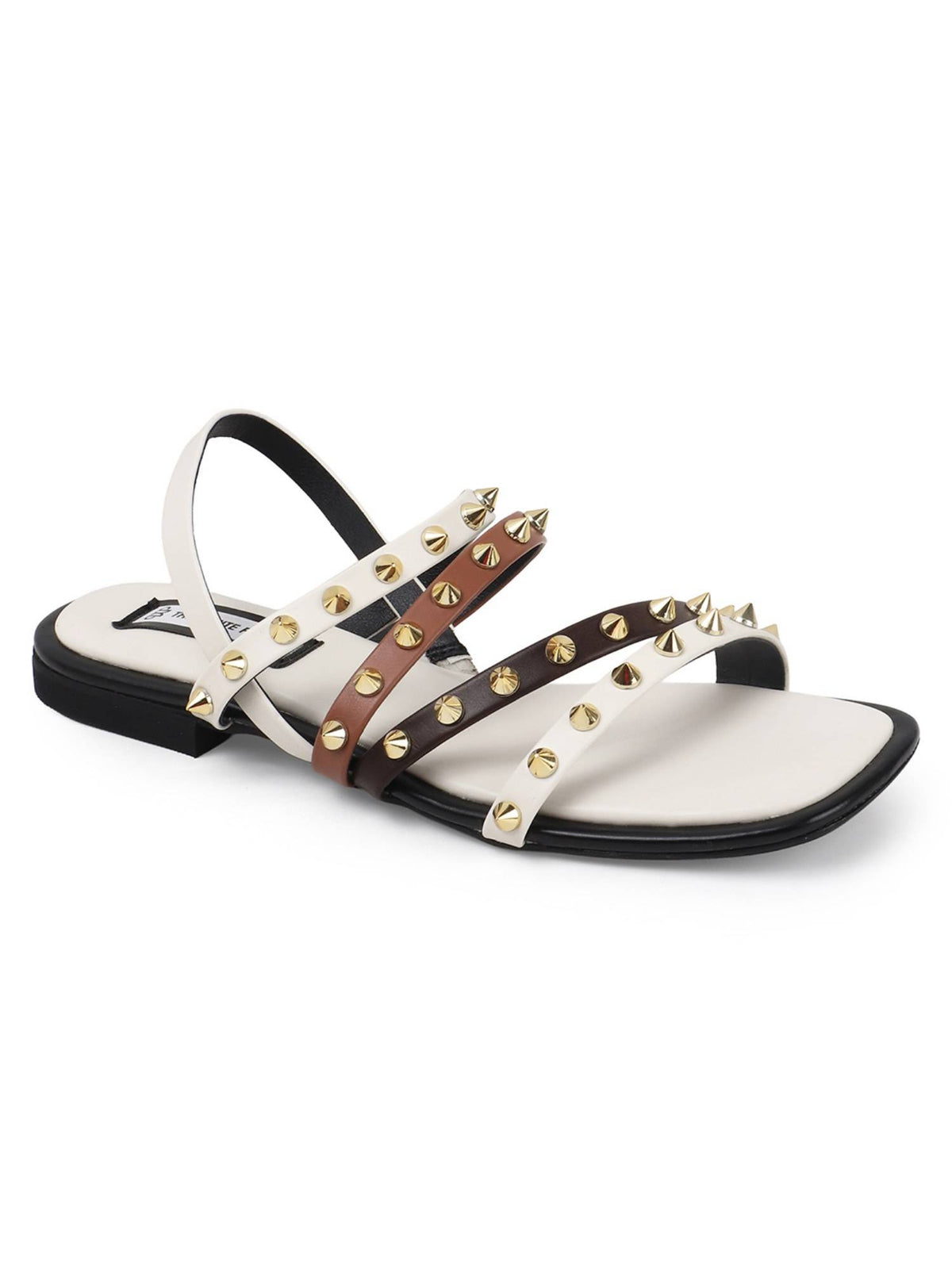 Stylish Leather White Sandals with Studded Straps Effortless Elegance | SD89 - view 4