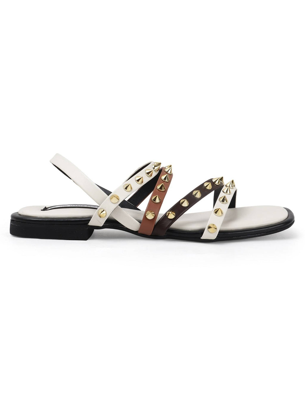 Stylish Leather White Sandals with Studded Straps Effortless Elegance | SD89 - view 6