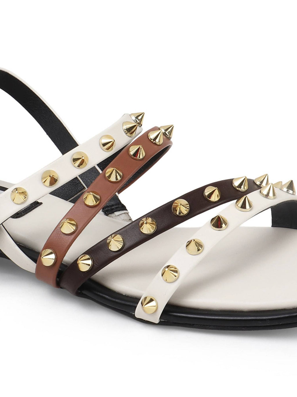 Stylish Leather White Sandals with Studded Straps Effortless Elegance | SD89 - view 7