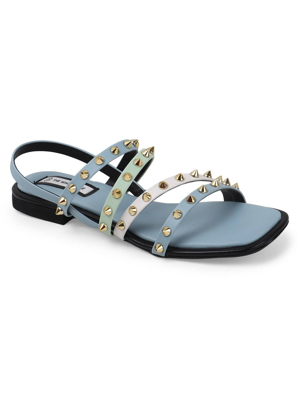 Stylish Leather Blue Sandals with Studded Straps Effortless | SD89 - view 4