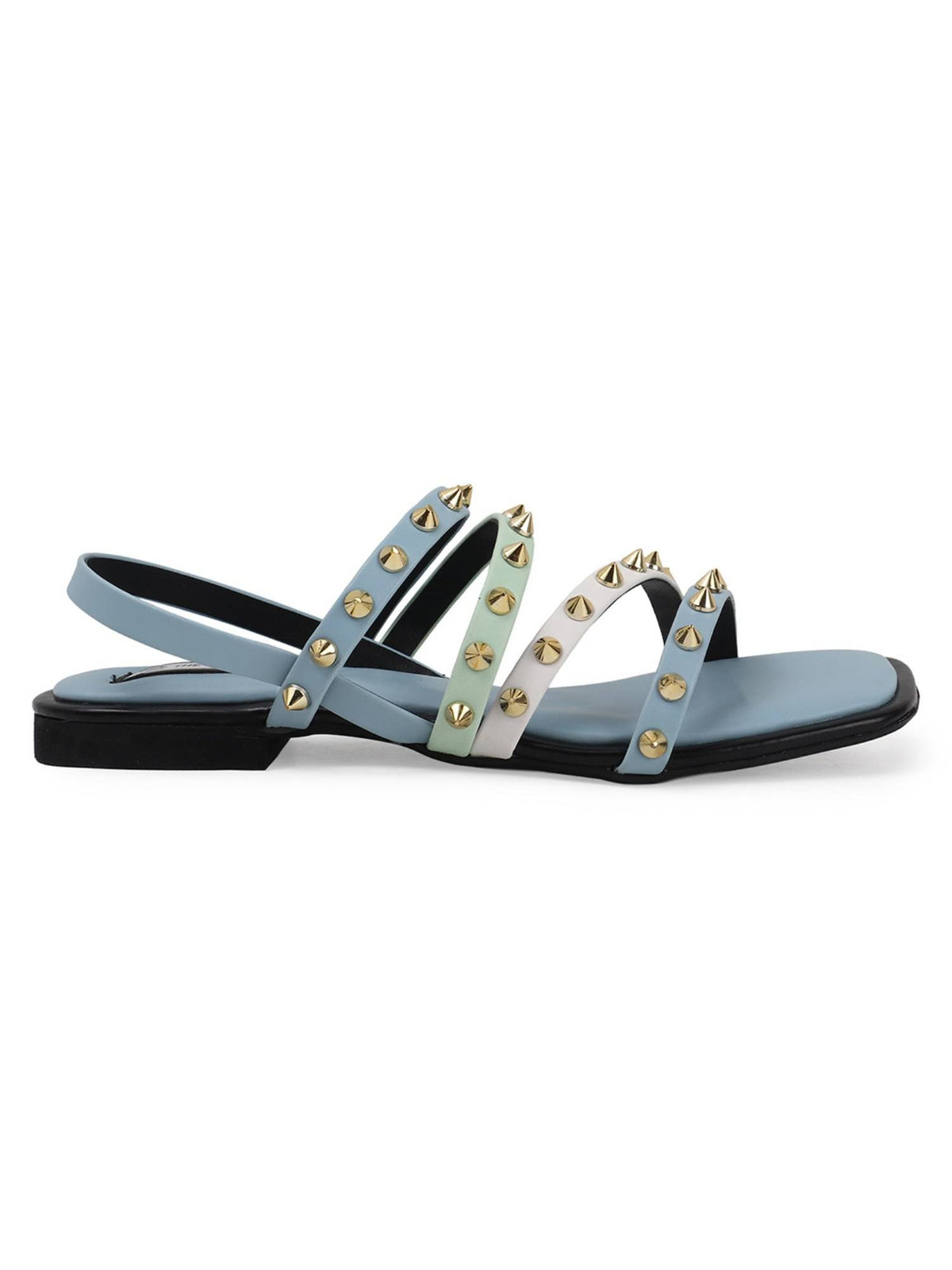 Stylish Leather Blue Sandals with Studded Straps Effortless | SD89 - view 6