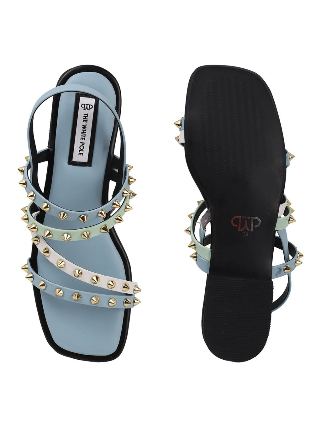 Stylish Leather Blue Sandals with Studded Straps Effortless | SD89 - view 8