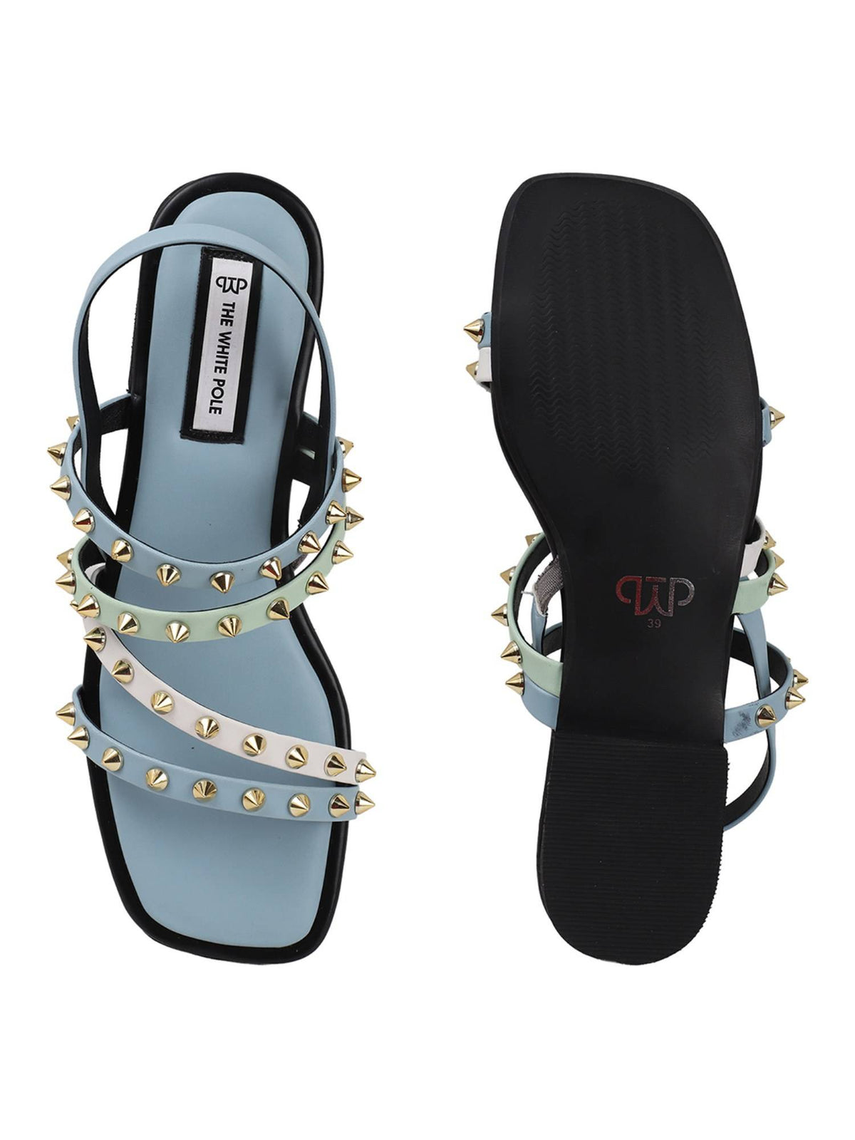 Stylish Leather Blue Sandals with Studded Straps Effortless | SD89 - view 8