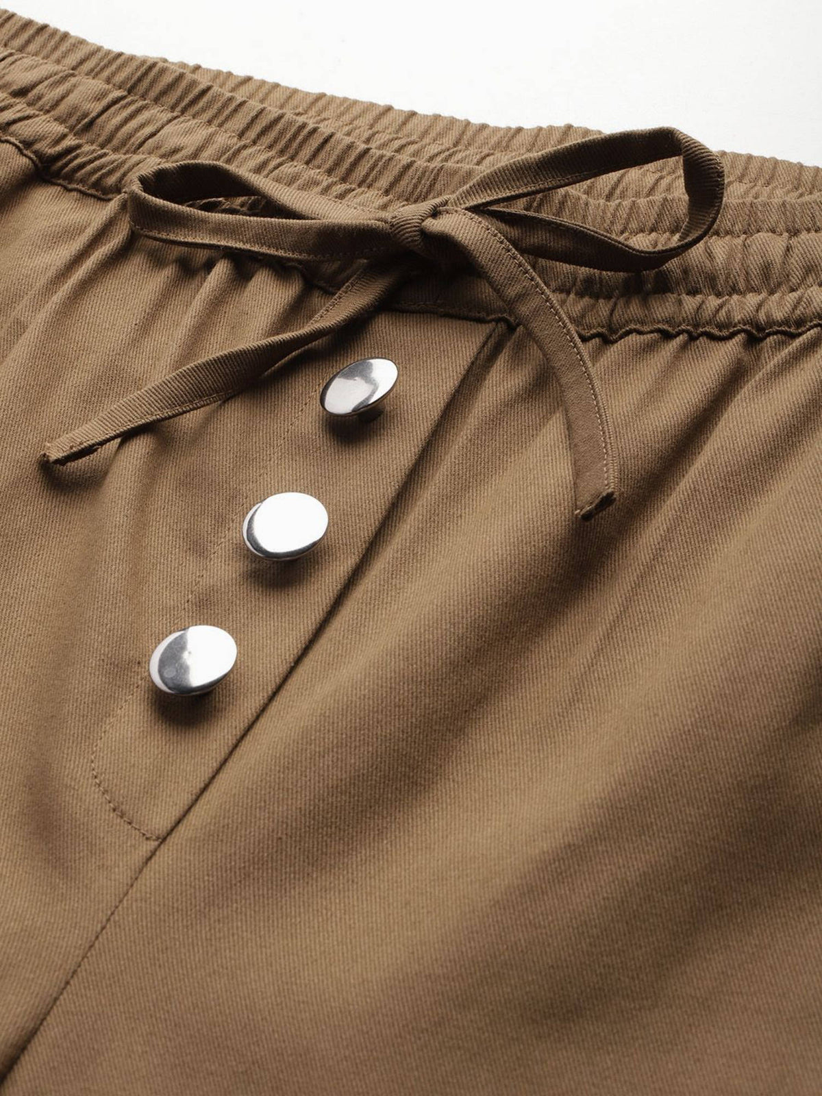 Women Solid Khaki Cotton Cargo Joggers | WJ89 - view 5