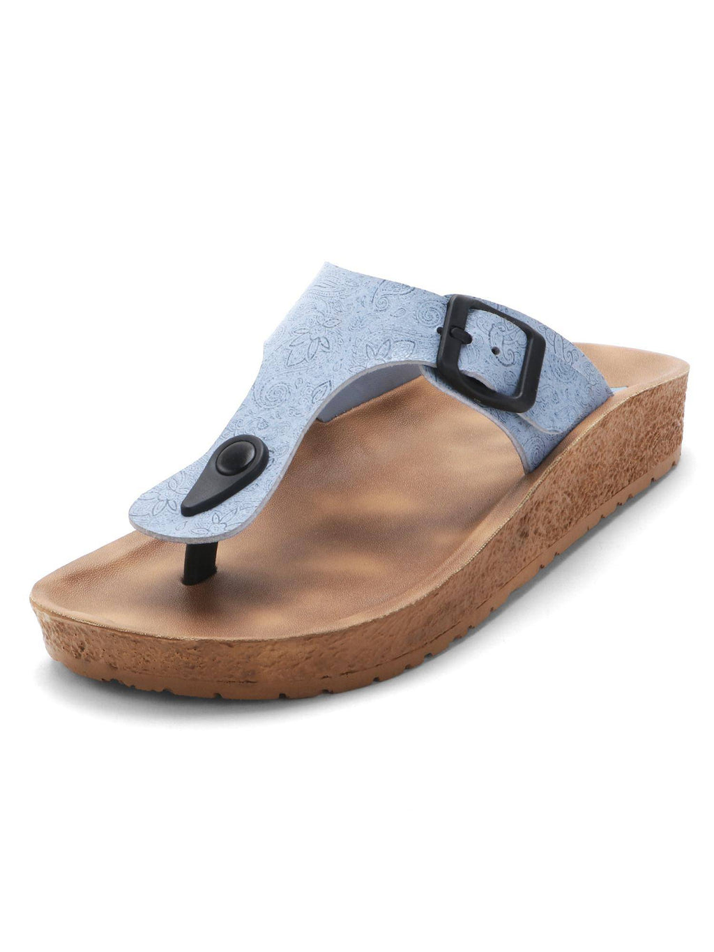 Women's Adjustable Buckle Orthopaedic Toe Ring Sandals - Blue | SD89 - view 2