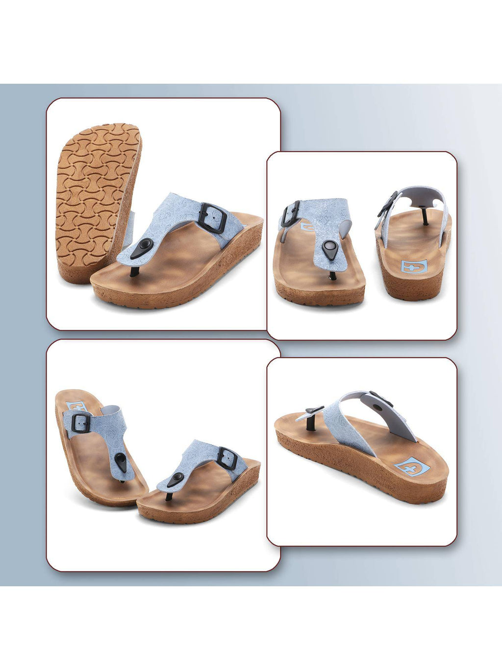 Women's Adjustable Buckle Orthopaedic Toe Ring Sandals - Blue | SD89 - view 8