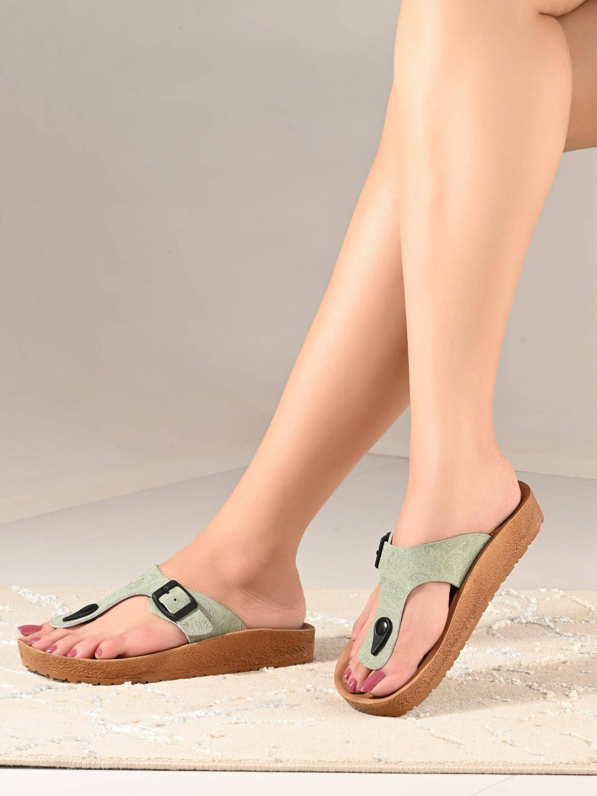 Women's Adjustable Buckle Orthopaedic Toe Ring Sandals - Blue | SD89 - view 21