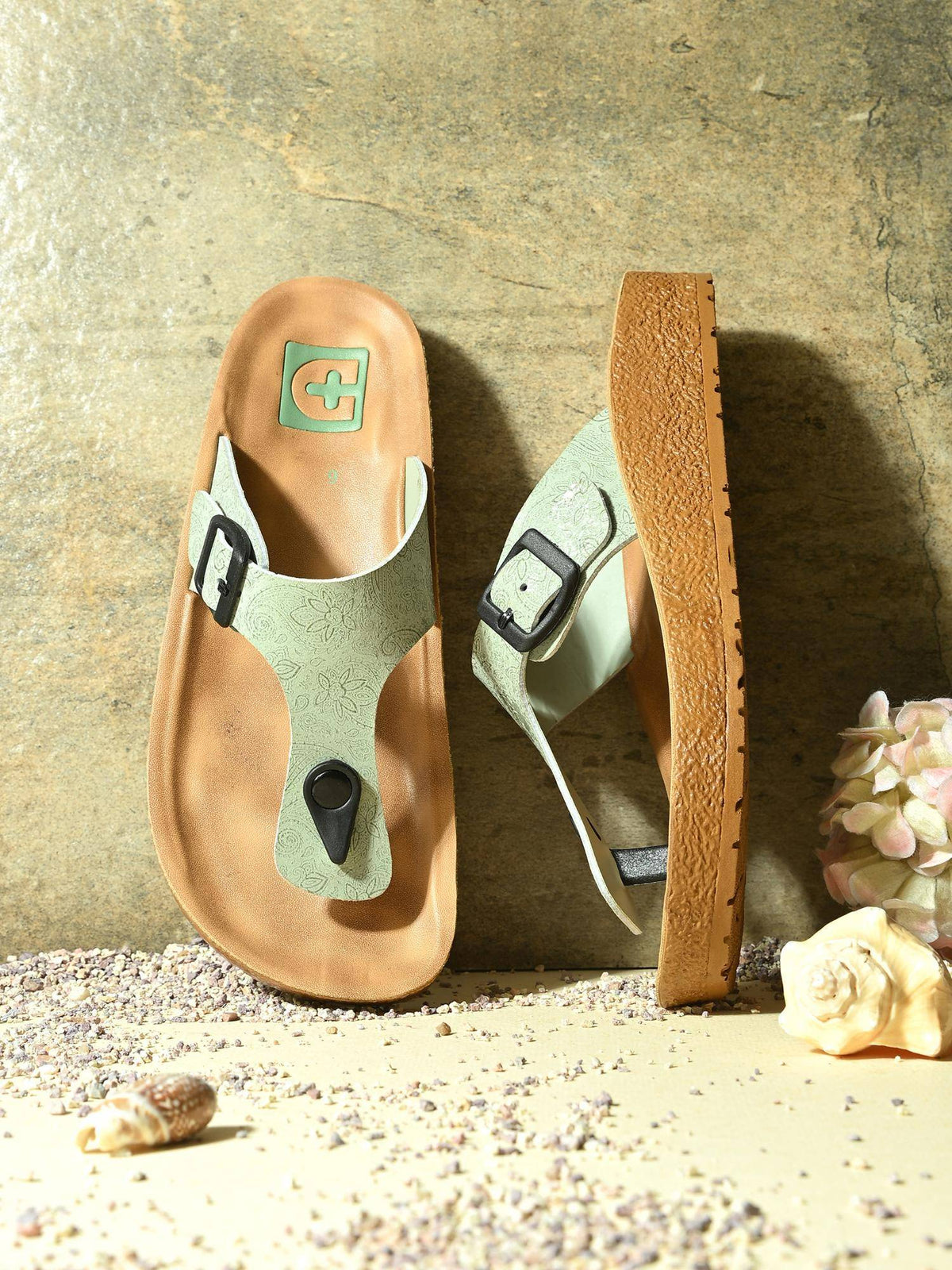 Women's Adjustable Buckle Orthopaedic Toe Ring Sandals - Olive | SD89 - view 4