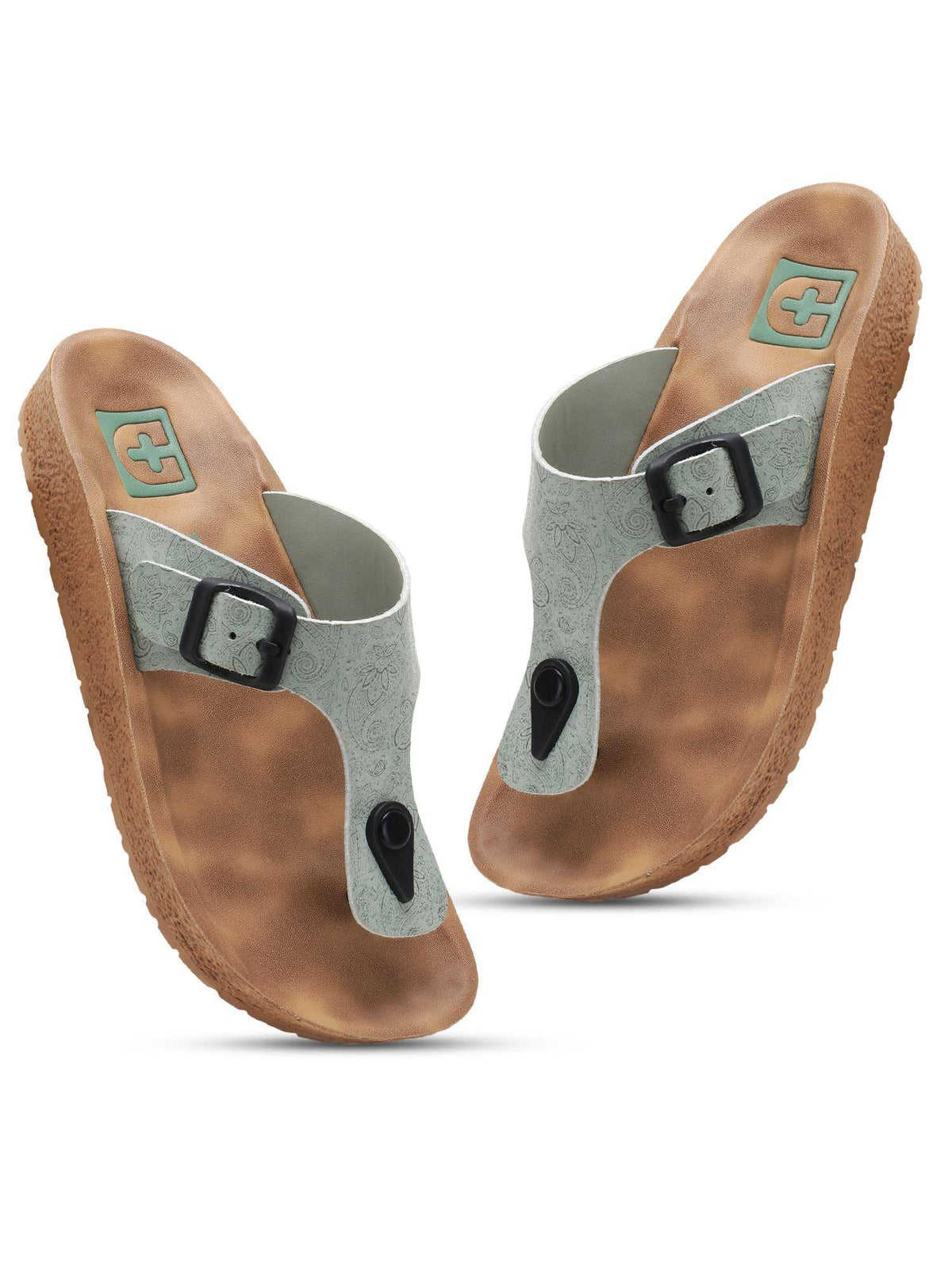 Women's Adjustable Buckle Orthopaedic Toe Ring Sandals - Olive | SD89 - view 6