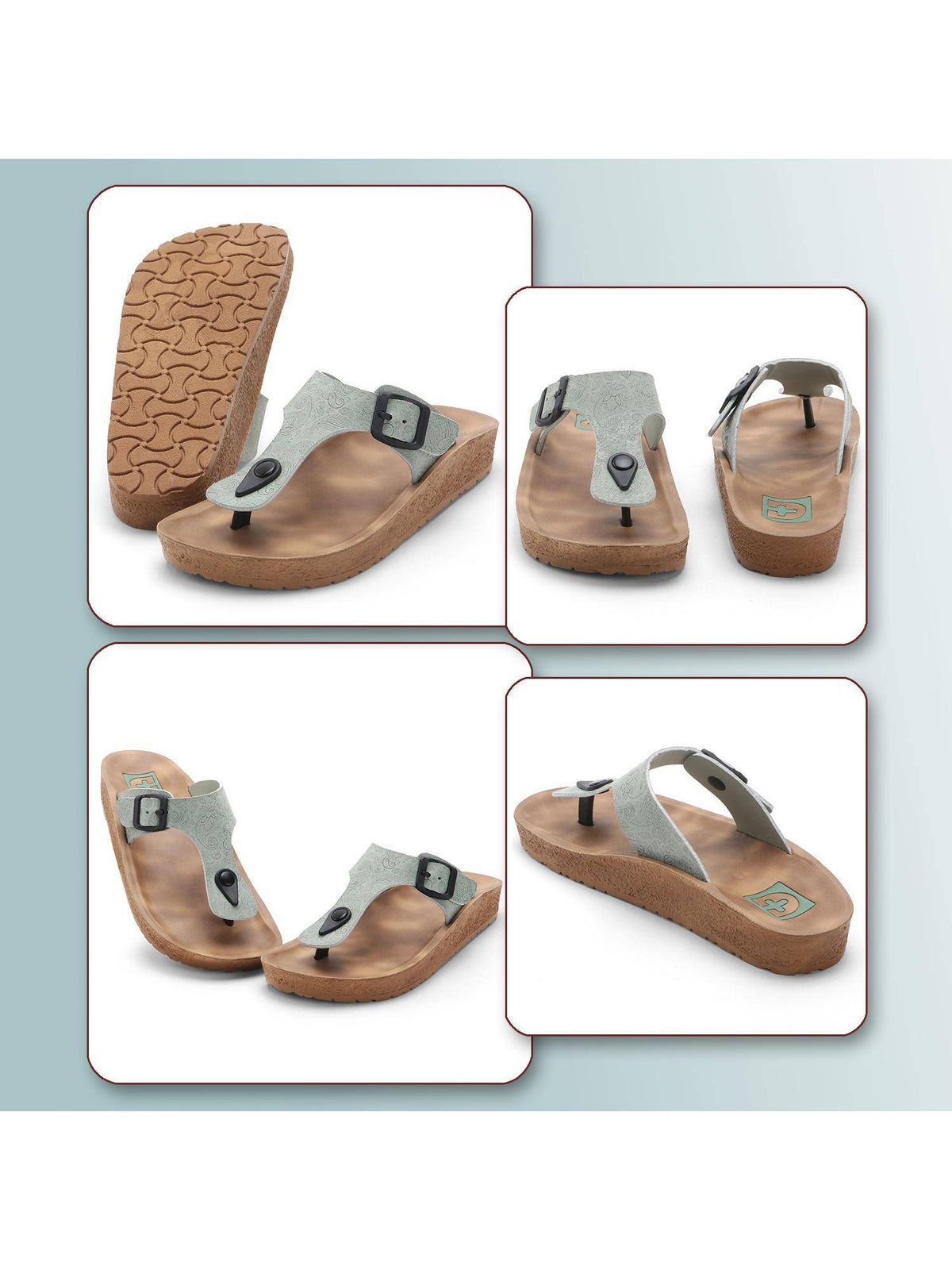 Women's Adjustable Buckle Orthopaedic Toe Ring Sandals - Olive | SD89 - view 8