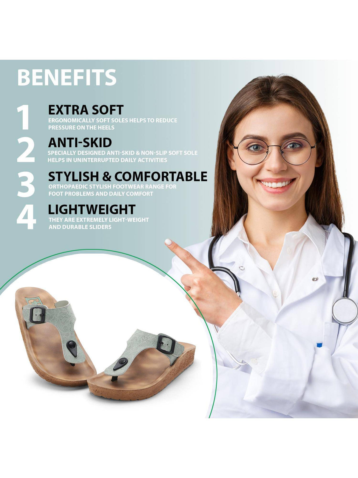 Women's Adjustable Buckle Orthopaedic Toe Ring Sandals - Olive | SD89 - view 9