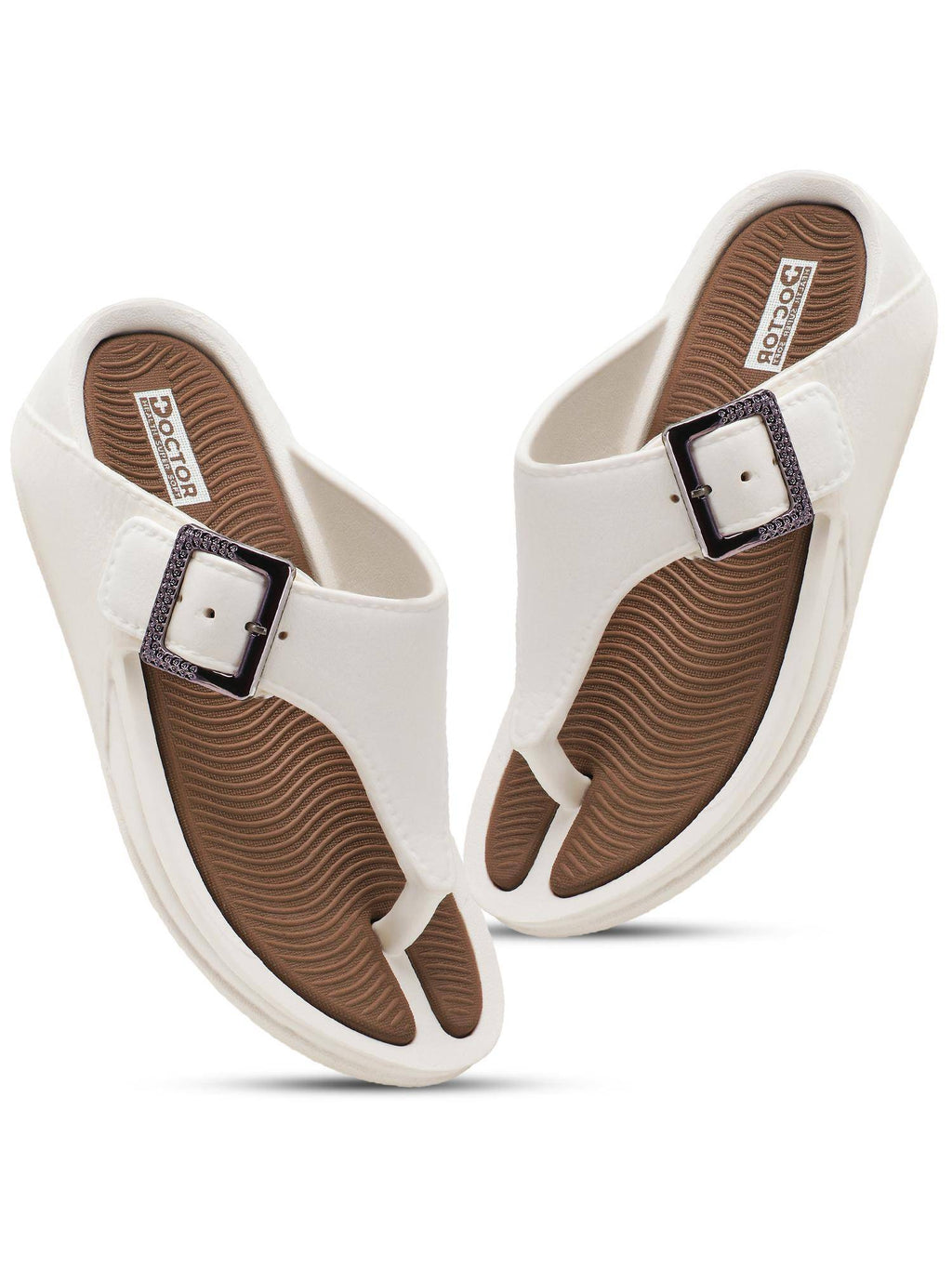 Women's Orthopaedic Toe Ring Sandals - Cream | SD89 - view 3