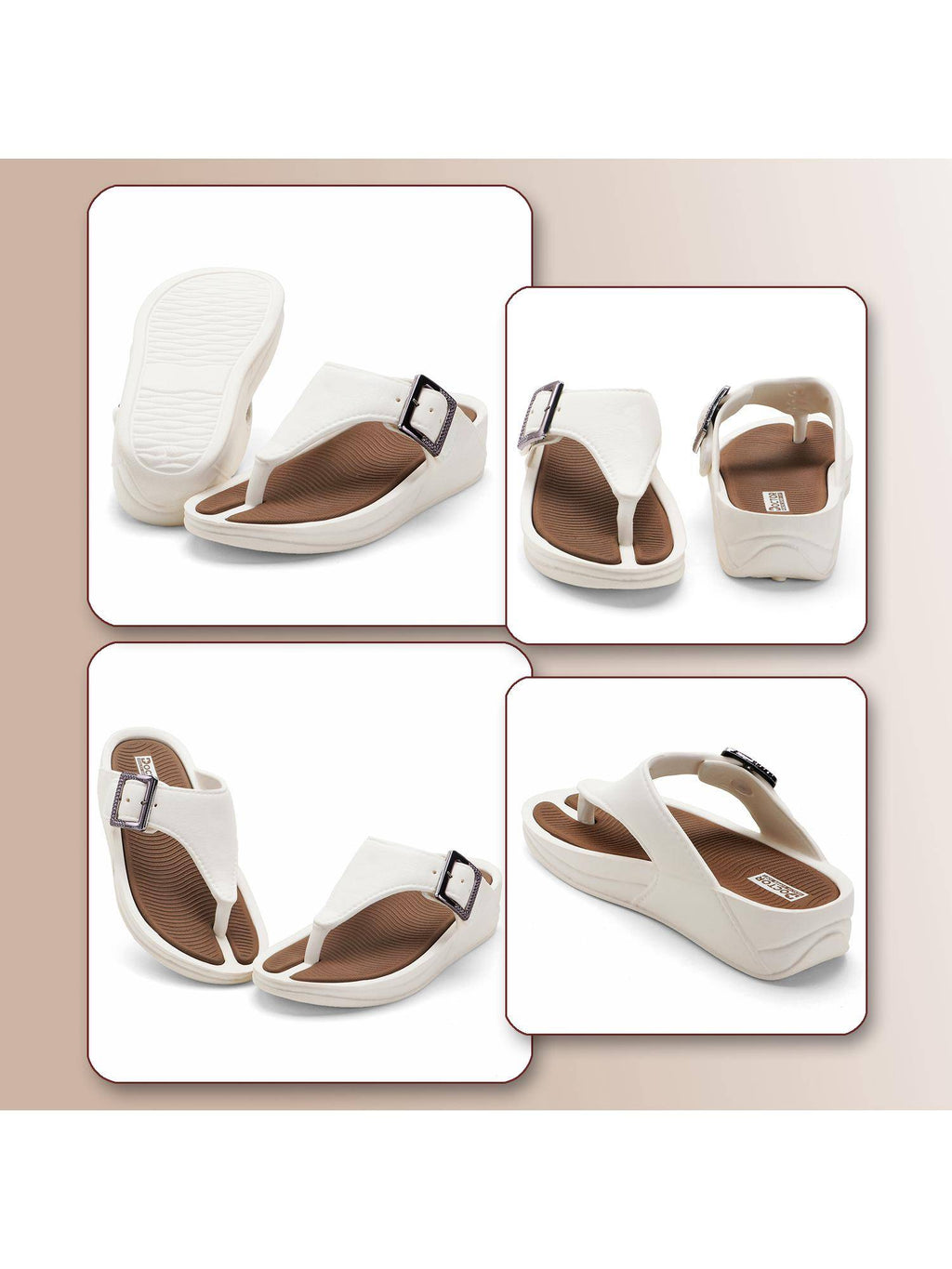 Women's Orthopaedic Toe Ring Sandals - Cream | SD89 - view 8