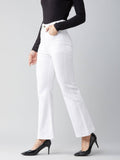 Womens White Bootcut High Rise Clean Look Regular Stretchable Denim Jeans | BT10 - view 1