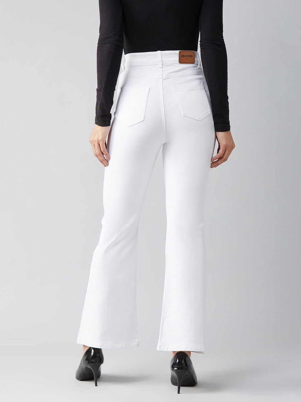 Womens White Bootcut High Rise Clean Look Regular Stretchable Denim Jeans | BT10 - view 4