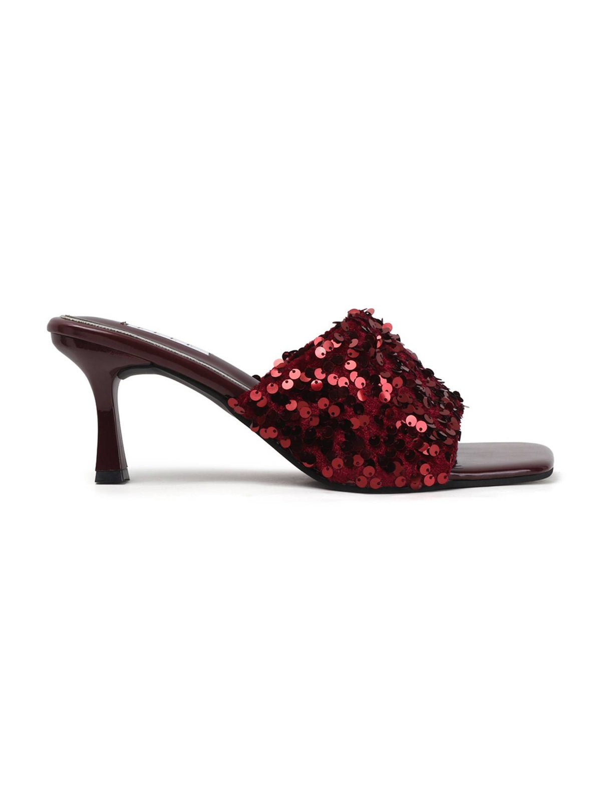 Women Maroon Sequin-Embellished Square-Toe Stilettos Heels | H78 - view 6