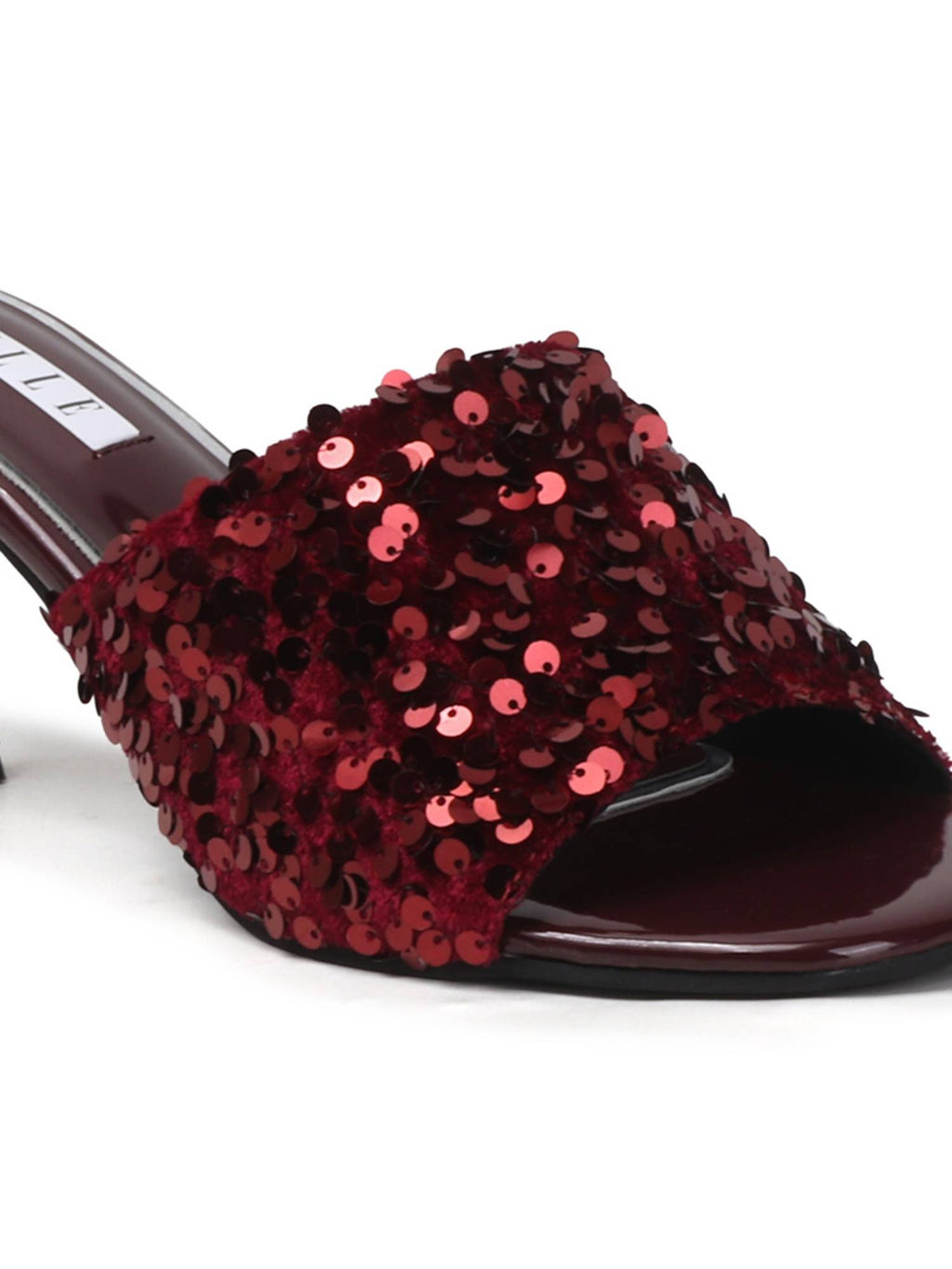 Women Maroon Sequin-Embellished Square-Toe Stilettos Heels | H78 - view 7